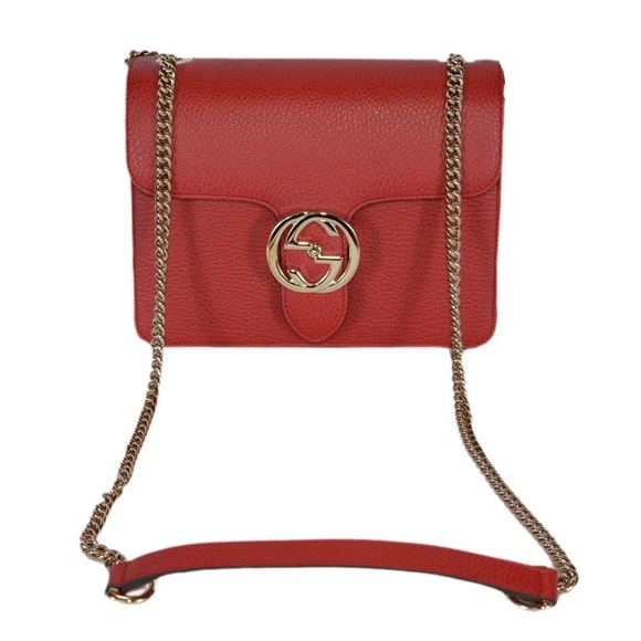 Gucci RARE Interlocking GG Red Leather Crossbody with Dust Bag - Picture 3 of 14